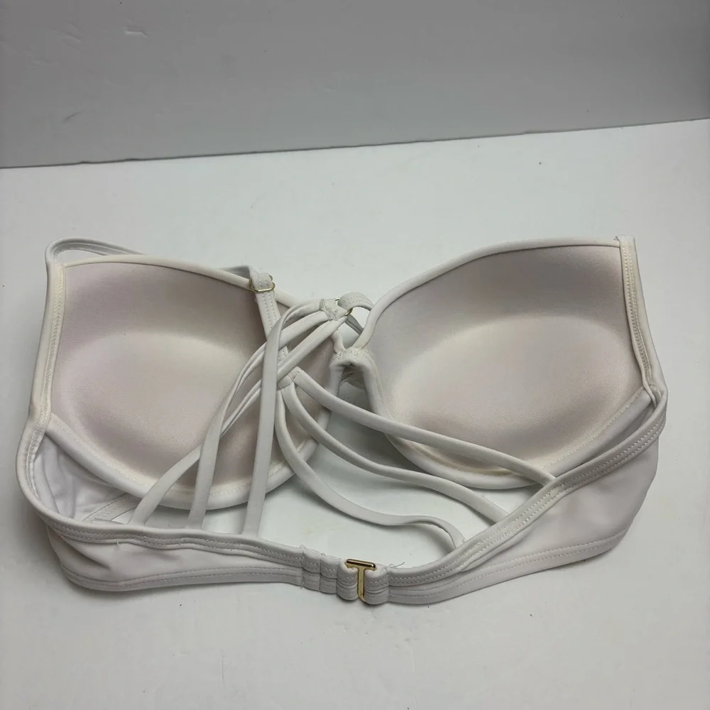 RELLECIGA White Multi-Strap Padded Bikini Top Twist Front Small Strappy Back - Picture 3 of 8